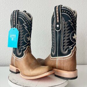 Lane Rodeo Houston Mens Cowboy Boots Brown Navy Square Toe 12.5" Size 10